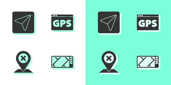 Establecer Dispositivo Gps Con Mapa Infografía Navegación Ciudad Ubicación Icono — Vector de stock