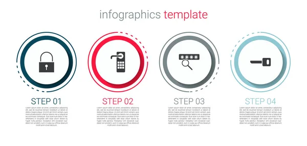 Комплект Замка Цифровой Дверной Замок Защита Паролем Ключом Бизнес Инфографический — стоковый вектор