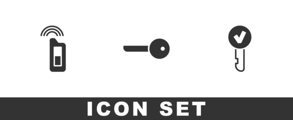 Set Autosleutel Met Afstandsbediening Sleutel Icoon Vector — Stockvector