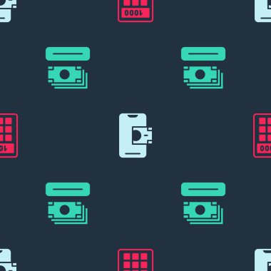 Hesap makinesini, mobil bankacılığı, ATM 'yi ve parayı sorunsuz bir şekilde ayarla. Vektör.