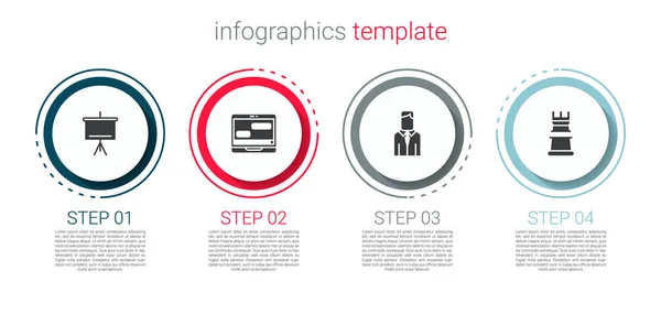 Nastavit Tabuli Chat Zprávy Notebooku Pracovník Obchodní Strategie Obchodní Infografická — Stockový vektor