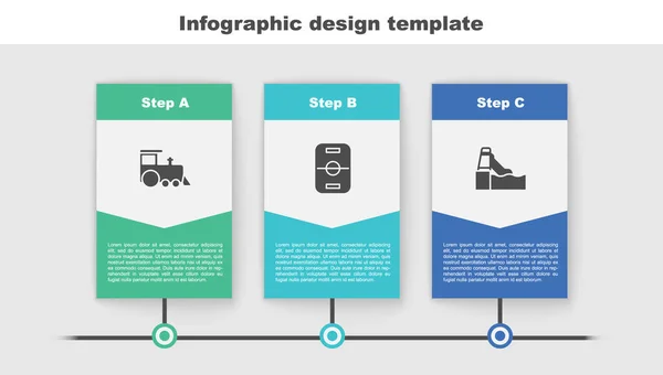 Juego Tren Juguete Mesa Hockey Tobogán Acuático Plantilla Infografía Empresarial — Vector de stock