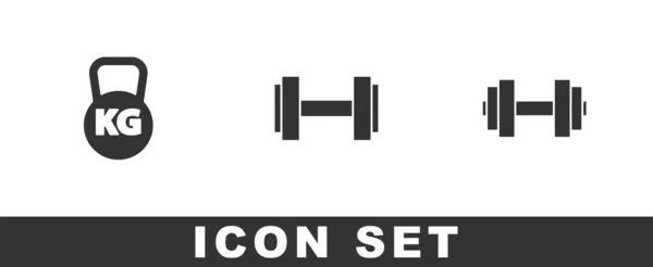 Set Kettlebell Dumbbell Icono Vector — Vector de stock