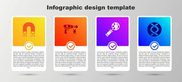 Set Magnet Transfer Vloeibaar Pistool Dna Onderzoek Zoeken Symbool Bedrijfsinfographic — Stockvector