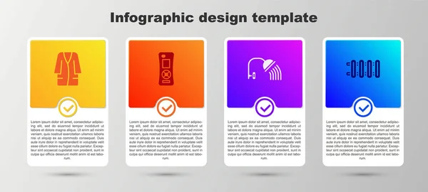 Set Albornoz Control Remoto Cabezal Ducha Radiador Calefacción Plantilla Infografía — Archivo Imágenes Vectoriales