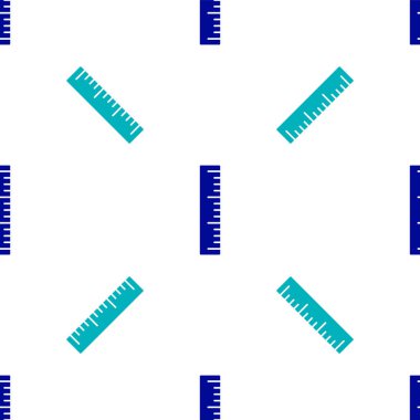 Mavi cetvel simgesi beyaz arkaplandaki kusursuz deseni izole etti. Düz sembol. Vektör.