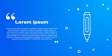 Mavi arkaplanda beyaz çizgi kalem simgesi izole edildi. Vektör.