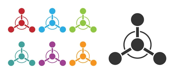 Icono Molécula Negra Aislado Sobre Fondo Blanco Estructura Moléculas Química — Vector de stock