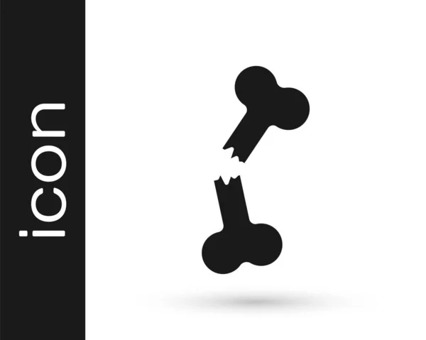 Black Human Broken Bone Icon Isoliert Auf Weißem Hintergrund Vektor — Stockvektor