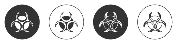 Symbole Noir Biohazard Icône Isolée Sur Fond Blanc Cercle Bouton — Image vectorielle