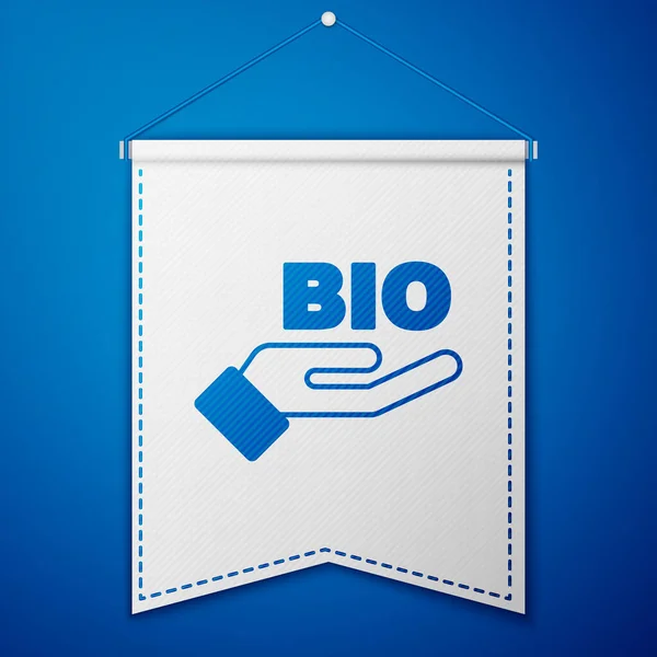 Blue Bio Icona Cibo Sano Verde Isolato Sfondo Blu Prodotto — Vettoriale Stock