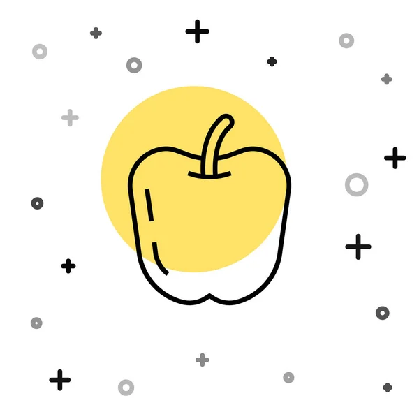 Linha Preta Ícone Apple Isolado Fundo Branco Fruta Com Símbolo — Vetor de Stock
