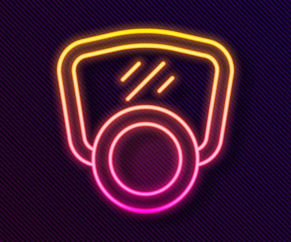 Leuchtende Neon Linie Gasmaske Symbol Isoliert Auf Schwarzem Hintergrund Atemschutzzeichen — Stockvektor