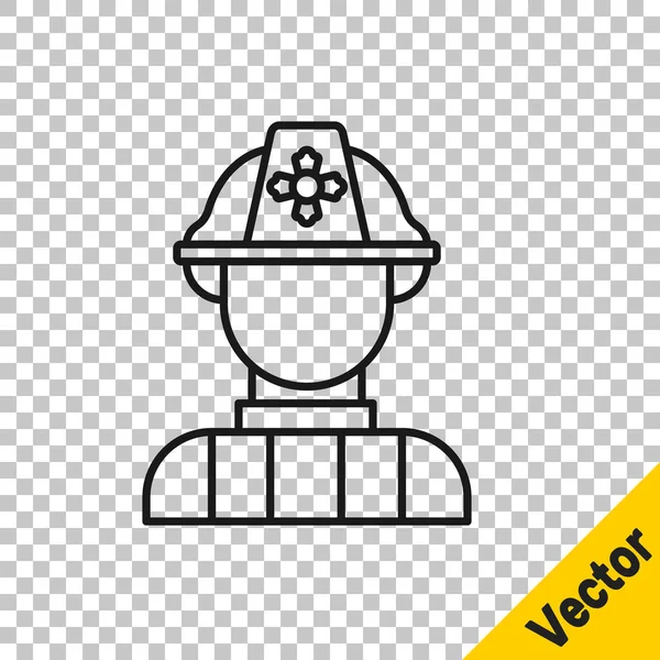 Black Line Firefighter Symbol Isoliert Auf Transparentem Hintergrund Vektor — Stockvektor