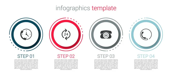 Set Telephone Hours Support Business Infographic Template Vector — Stock Vector