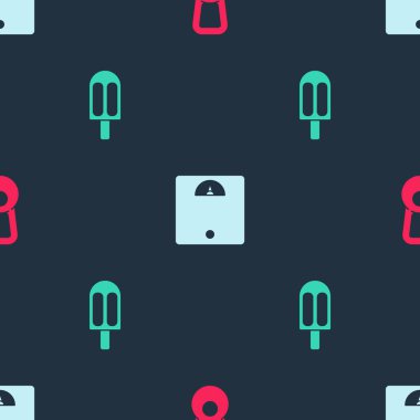 Kettlebell 'i, banyo terazisini ve dondurmayı kusursuz bir kalıba getir. Vektör.