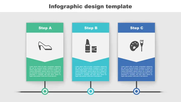 Zestaw Damski Szminka Pędzel Farby Paletą Szablon Infograficzny Biznesu Wektor — Wektor stockowy