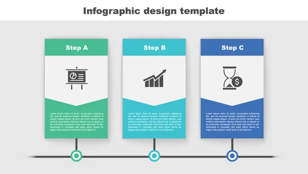 Set Tableau Avec Diagramme Augmentation Croissance Financière Dollar Sablier Modèle — Image vectorielle