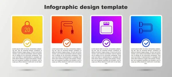 ケトルベル ジャンプロープ バスルームスケール チェストエクスパンダを設定します ビジネスインフォグラフィックテンプレート ベクトル — ストックベクタ