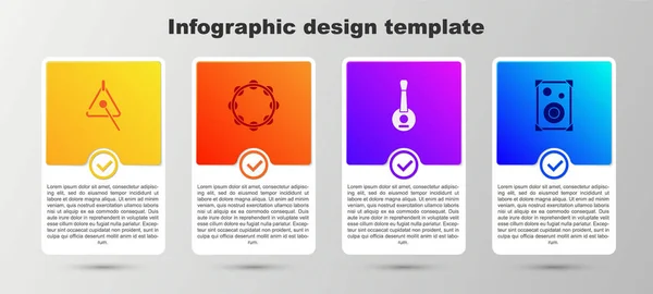 Definir Triângulo Tambourine Banjo Alto Falante Estéreo Modelo Infográfico Negócios — Vetor de Stock