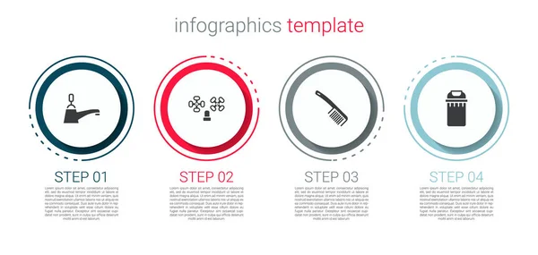 Установить Водопроводный Кран Хайркиш Траш Банка Бизнес Инфографический Шаблон Вектор — стоковый вектор
