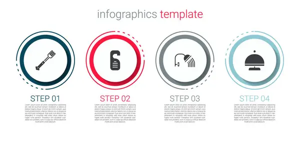 Set Vork Niet Storen Douchekop Bedekt Met Lade Bedrijfsinfographic Sjabloon — Stockvector