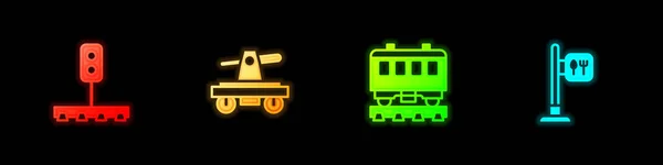 Установите Индикатор Движения Поезда Рисунок Автомобиль Вагоны Пассажирского Поезда Иконку — стоковый вектор