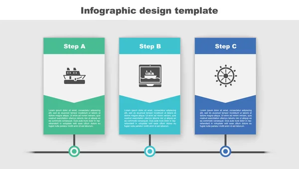 Definir Navio Cruzeiro Volante Navio Modelo Infográfico Negócios Vetor — Vetor de Stock