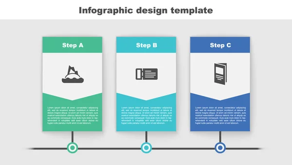 Set Tropical Island Ocean Cruise Ticket Brochure Business Infographic Template — Stock Vector