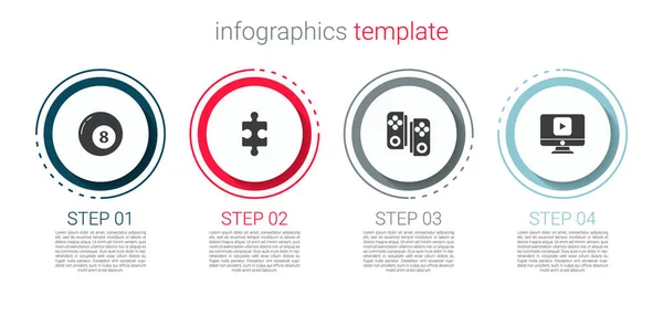 Set Billar Billar Billar Bola Billar Pieza Rompecabezas Gamepad Video — Vector de stock