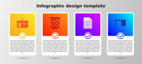 Azonosító Jelvény Szemetes Irattartó Irodai Pult Üzleti Infografikai Sablon Vektor — Stock Vector