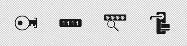 Schlüssel Passwortschutz Und Digitales Türschloss Symbol Einstellen Vektor — Stockvektor