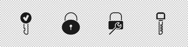 Set Key Lock Repair Icon Vector — Stock Vector