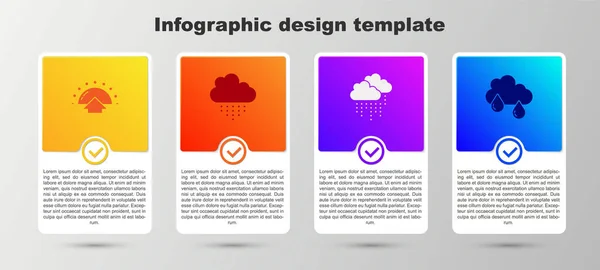 Set Sunrise Nuvem Com Chuva Modelo Infográfico Negócios Vetor — Vetor de Stock