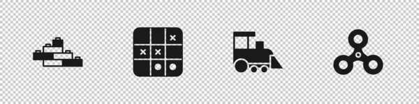 Conjunto Ladrillos Bloques Construcción Juguete Tic Tac Toe Juego Tren — Vector de stock