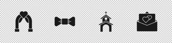 Свадебная Арка Галстук Здание Церкви Икона Поздравительной Открытки Вектор — стоковый вектор