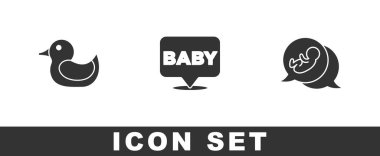 Kauçuk ördek, Bebek ve ikon. Vektör.