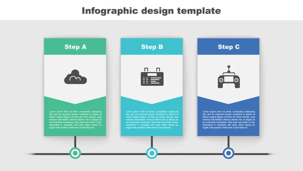 Definir Tempo Nuvem Placa Aeroporto Controle Remoto Drone Modelo Infográfico — Vetor de Stock