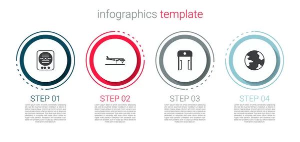 Haltungsanzeige Flugzeug Metalldetektor Flughafen Und Weltweit Einstellen Geschäftsinfografische Vorlage Vektor — Stockvektor