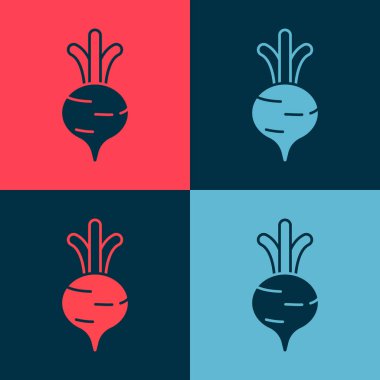 Renk arkaplanında yaprak simgesi olan taze pancar. Doğal Kök. Yiyecek için sebze karışımı. Vektör.