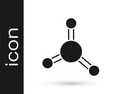 Beyaz arkaplanda siyah molekül simgesi izole edildi. Kimya moleküllerinin yapısı, fen öğretmenlerinin yenilikçi eğitim posteri. Vektör.