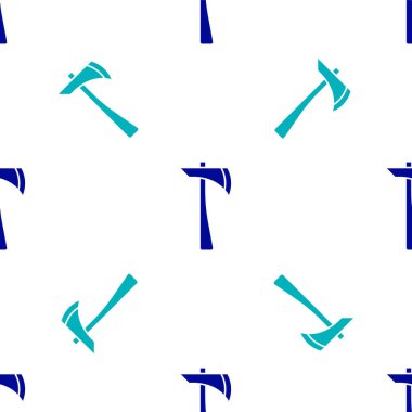 Mavi itfaiyeci balta ikonu beyaz arka planda izole edilmiş kusursuz desen. Yangın baltası. Vektör.