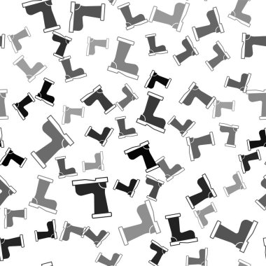 Siyah Ateş çizme simgesi beyaz arka planda izole edilmiş kusursuz desen. Vektör.