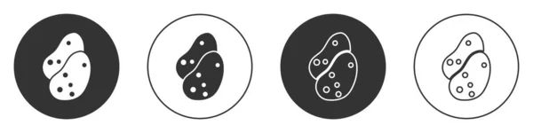 黑色土豆图标孤立在白色背景 圆形按钮 — 图库矢量图片
