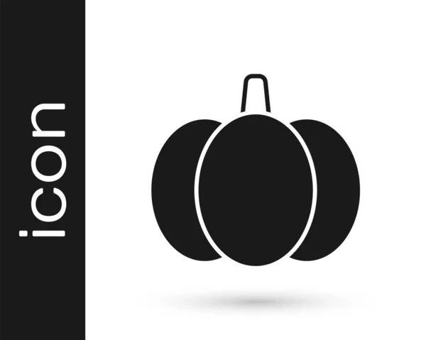 Icône Citrouille Noire Isolée Sur Fond Blanc Bonne Fête Halloween — Image vectorielle