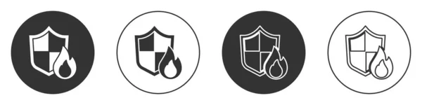 Schwarzes Brandschutzschild Symbol Isoliert Auf Weißem Hintergrund Versicherungskonzept Sicherheit Sicherheit — Stockvektor