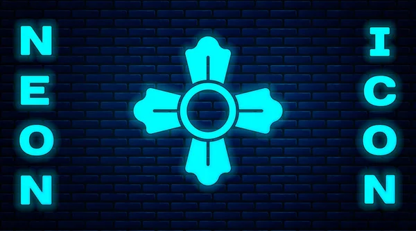 Glowing Neon Firefighter Icon Isolated Brick Wall Background Vector — Stock Vector