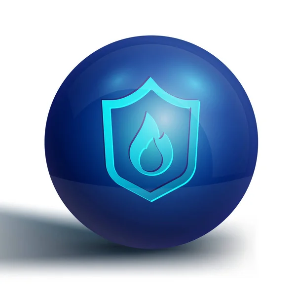 Icono Escudo Protección Fuego Azul Aislado Sobre Fondo Blanco Concepto — Vector de stock