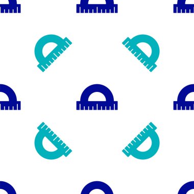 Derece simgesini ölçmek için mavi açılı ızgara beyaz zemin üzerinde izole edilmiş kusursuz desen. Eğim ölçer. Ölçme aleti. Geometrik sembol. Vektör.