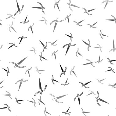 İp simgesi ile dikmek için siyah iğne beyaz arkaplanda izole edilmiş kusursuz desen. Terzi sembolü. Tekstil el sanatları tabelasını diker. Nakış aletleri. Vektör.